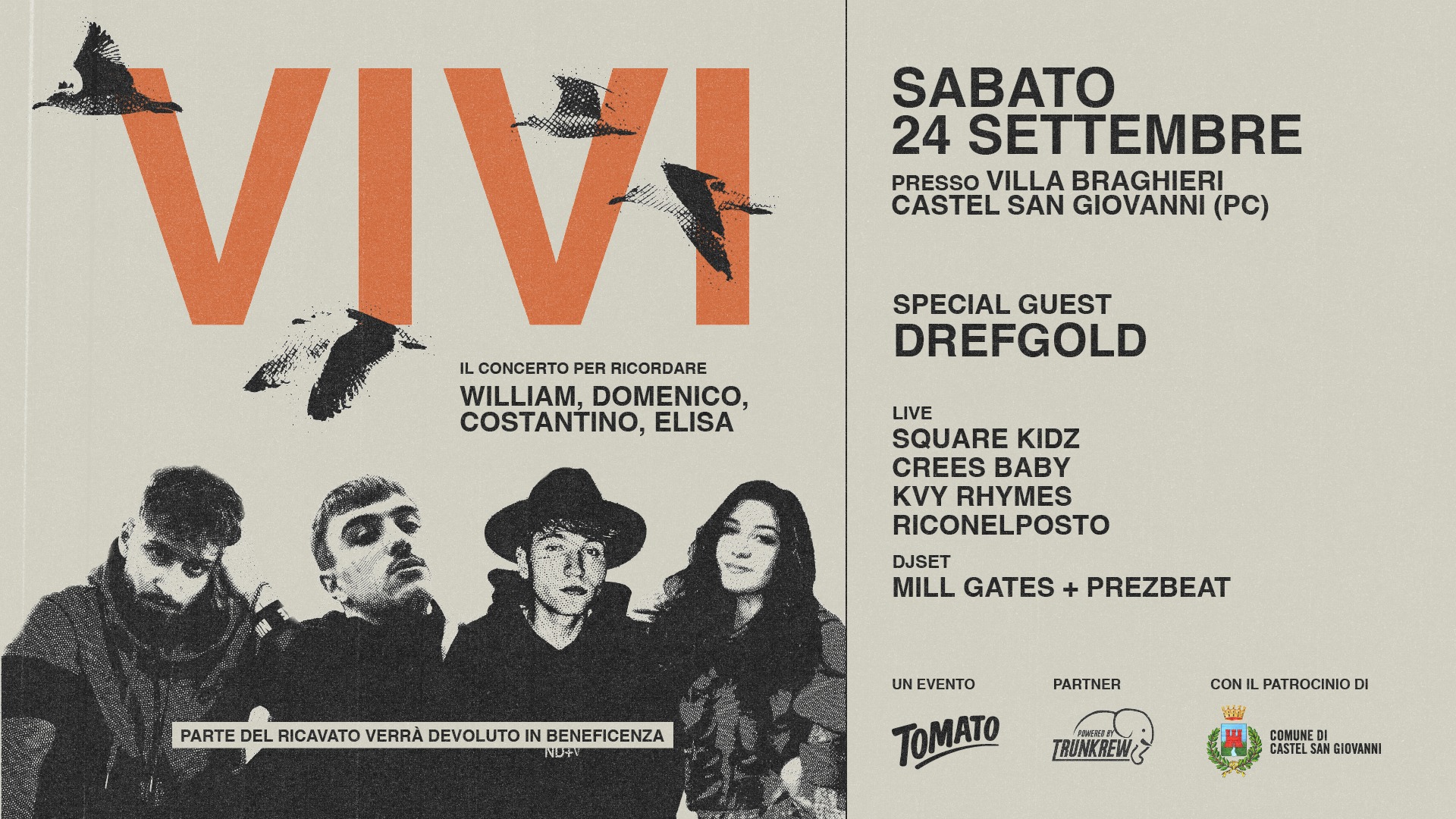 Vivi | Concerto-Evento dedicato a Domenico, William, Elisa e Costantino