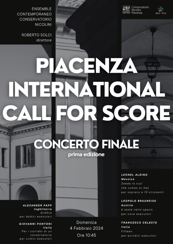 Concorso Internazionale di Composizione Musicale | Conservatorio Nicolini Piacenza: Domenica 4 Febbraio 2024