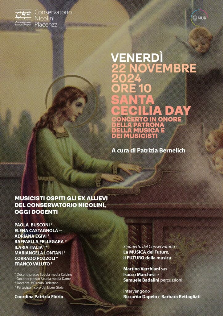 Santa Cecilia Day con musica ed ex allievi | Conservatorio Nicolini Piacenza: Venerdì 22 Novembre 2024