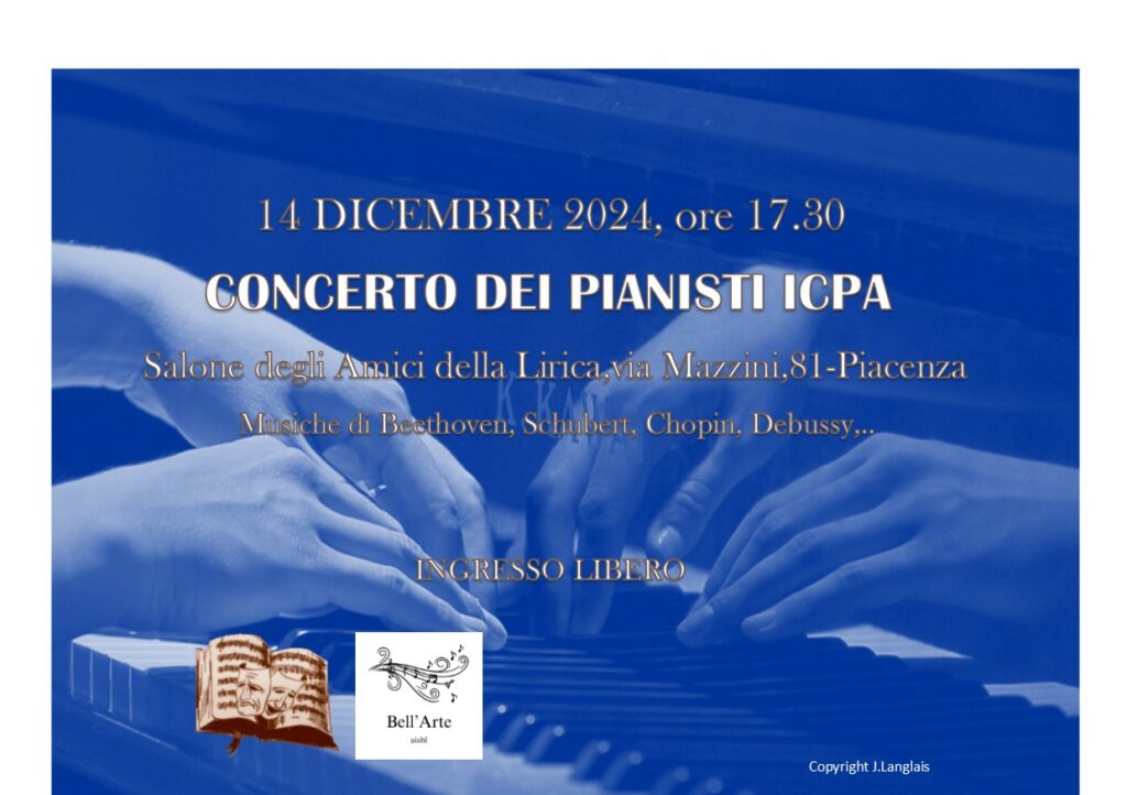 Amici della Lirica Piacenza: Finale Concerto Pianistico IACP: Sabato 14 Dicembre 2024